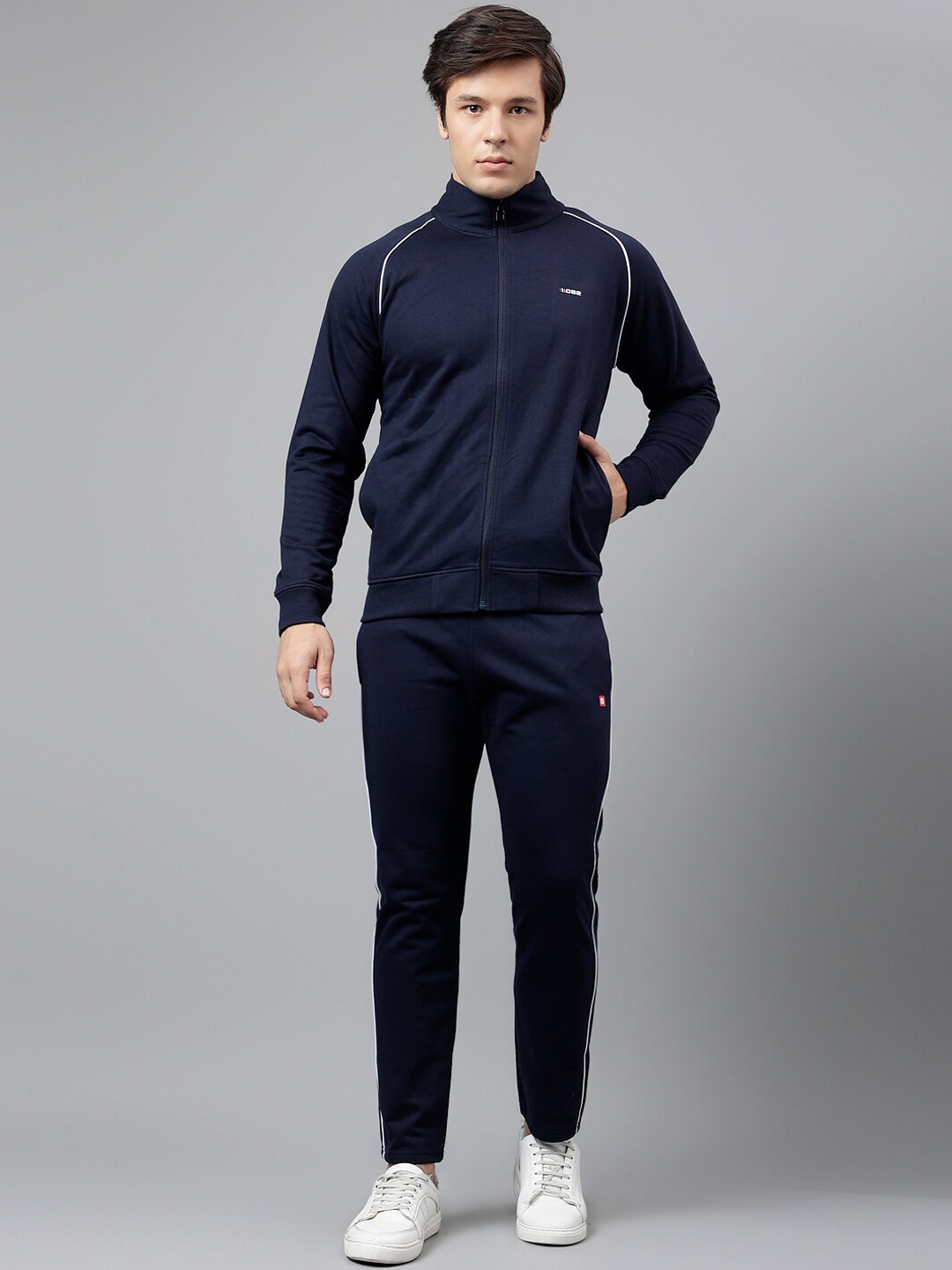 

FCK GOLD Mock Collar Relax Sports Tracksuit, Navy blue