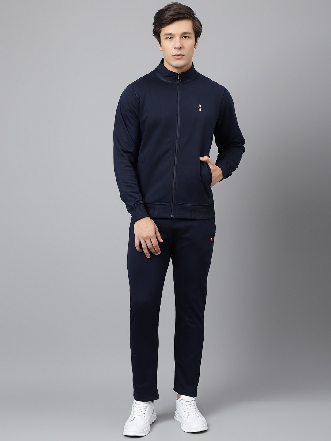 

FCK GOLD Mock Collar Relax Sports Tracksuit, Navy blue
