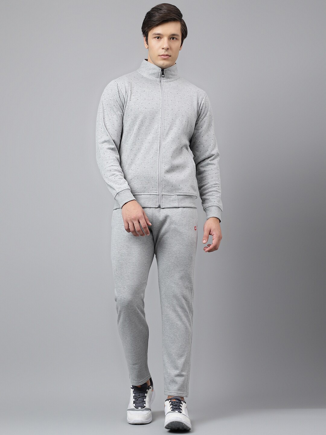 

FCK GOLD Mock Collar Long Sleeves Tracksuit, Grey melange