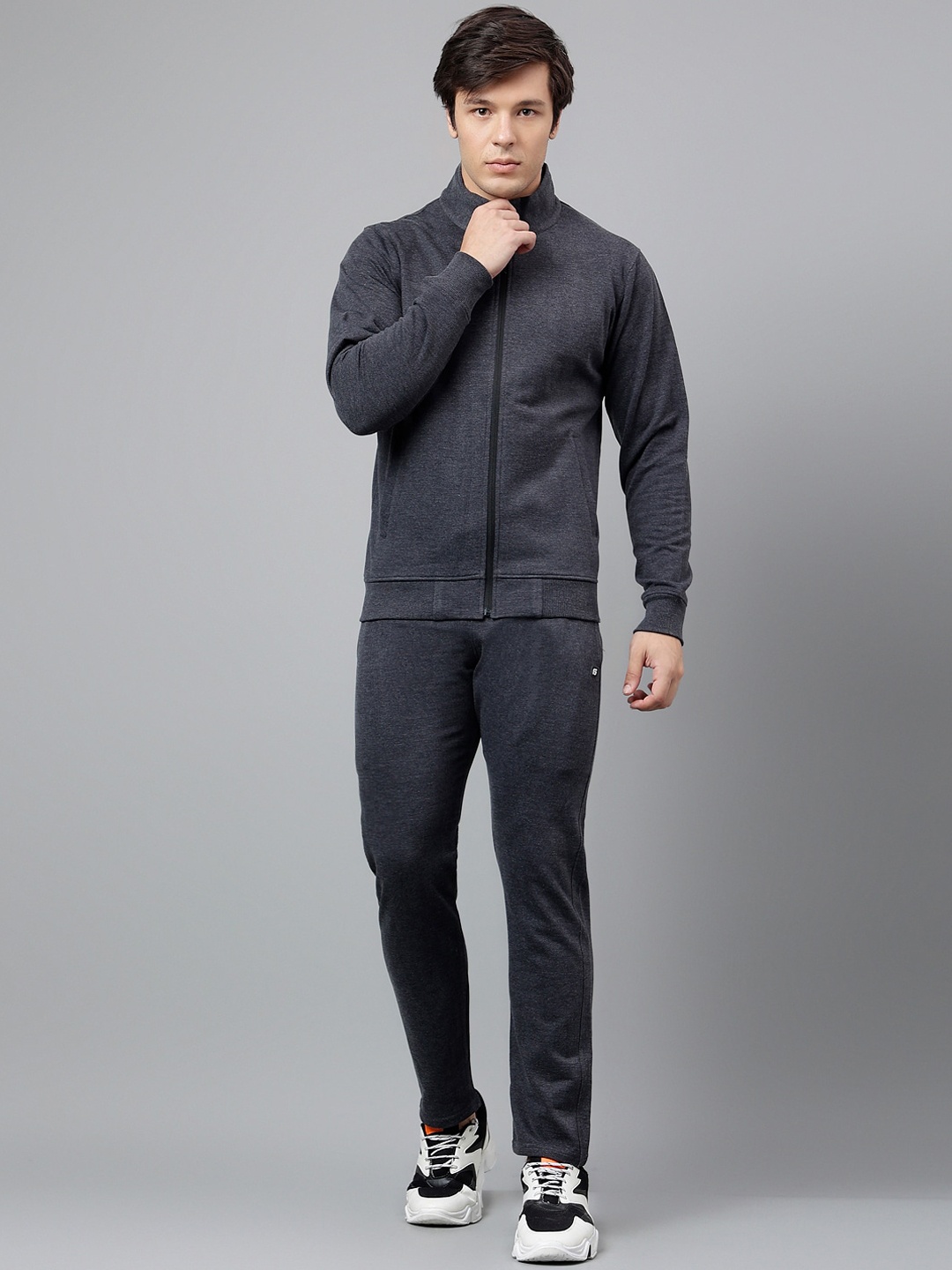 

FCK GOLD Mock Collar Relax Sports Tracksuit, Grey