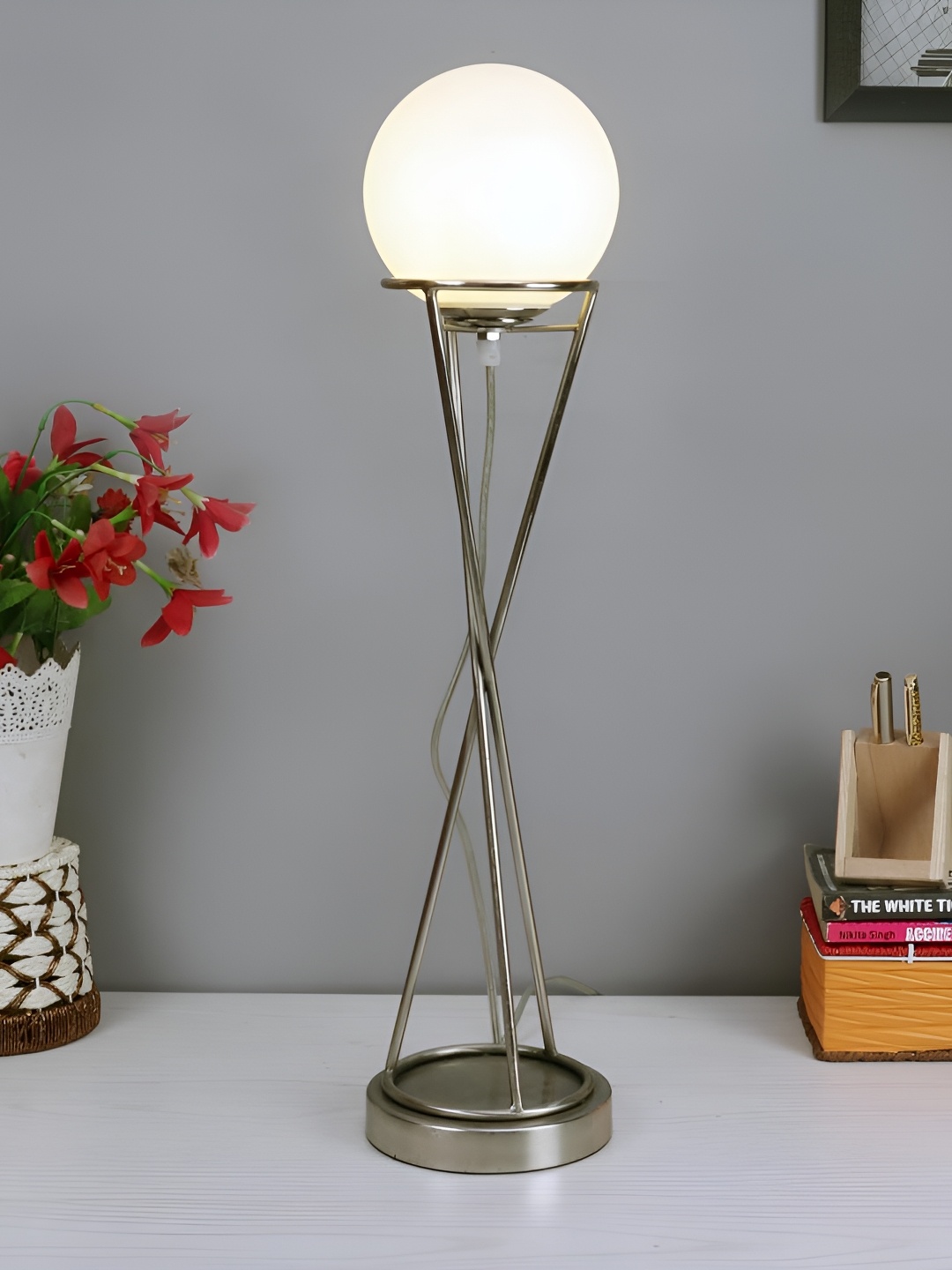 

Decor de Maison Silver-Toned Spherical Aluminium Table Lamp