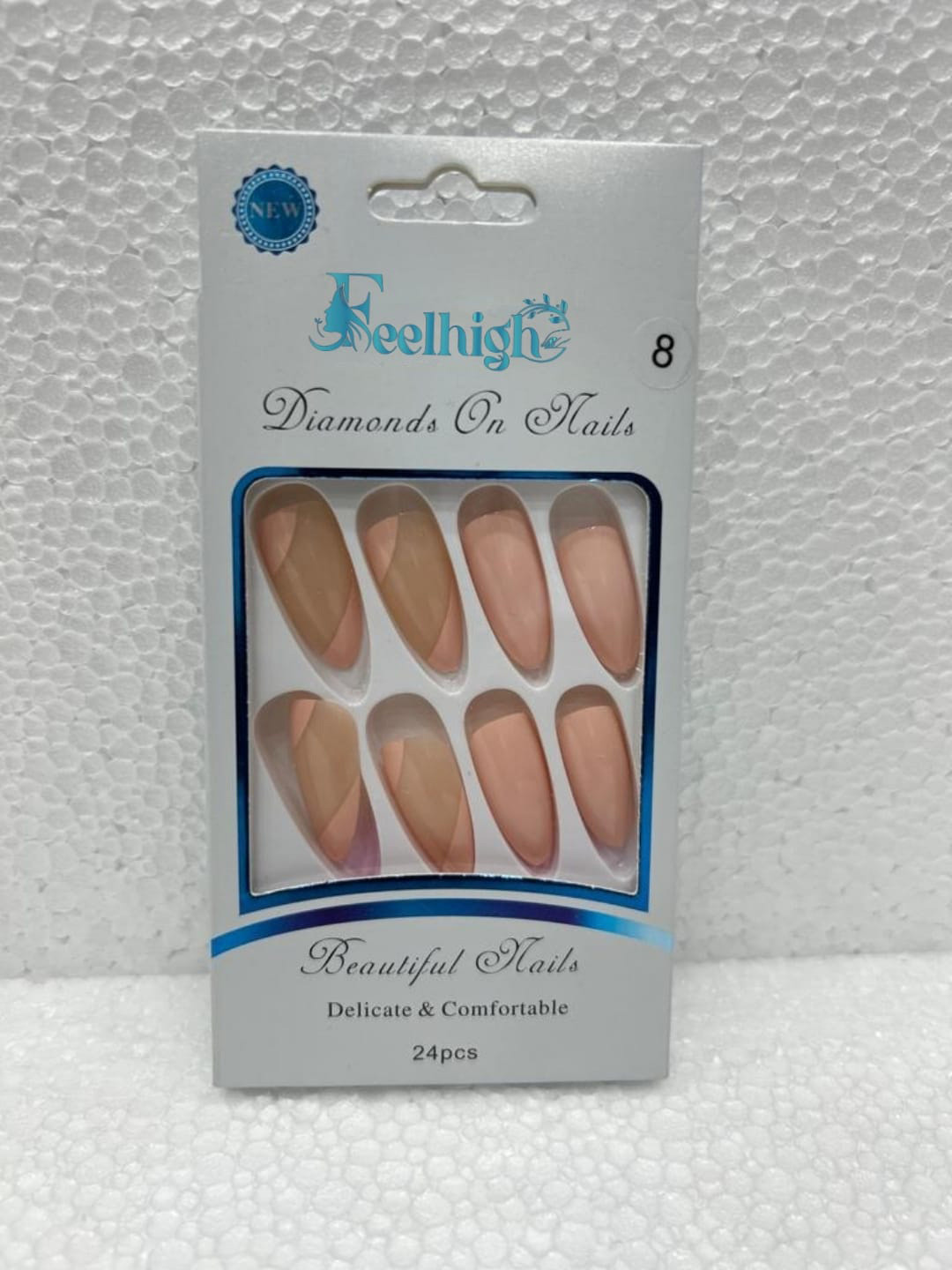 

FEELHIGH 24 Pcs Diamond On Nails Delicate & Comfortable, Peach