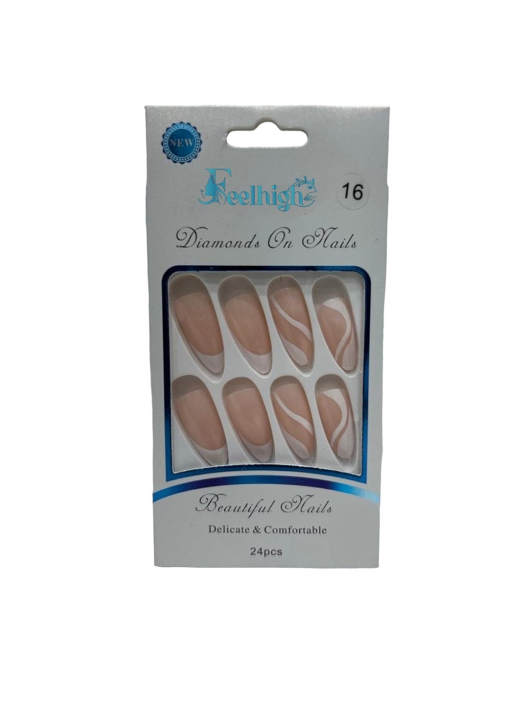

FEELHIGH 24Pcs Diamond On Nails Artificial Nails Delicate & Comfortable, Peach