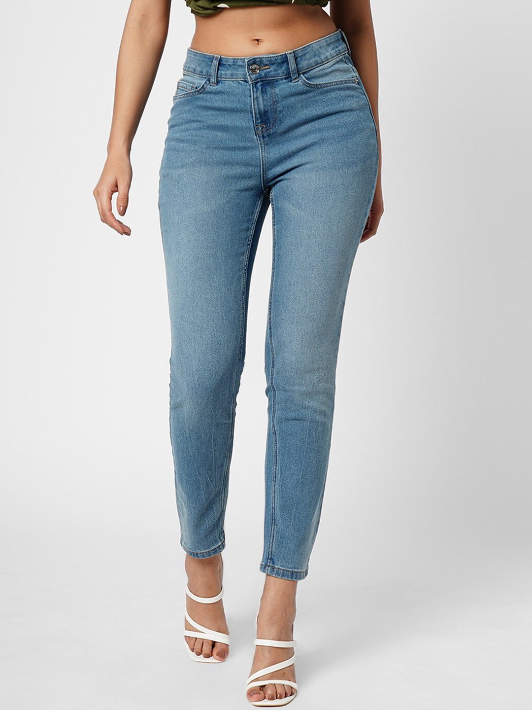 

Vero Moda Women Mid Rise Skinny Fit Clean Look Light Fade Stretchable Jeans, Blue