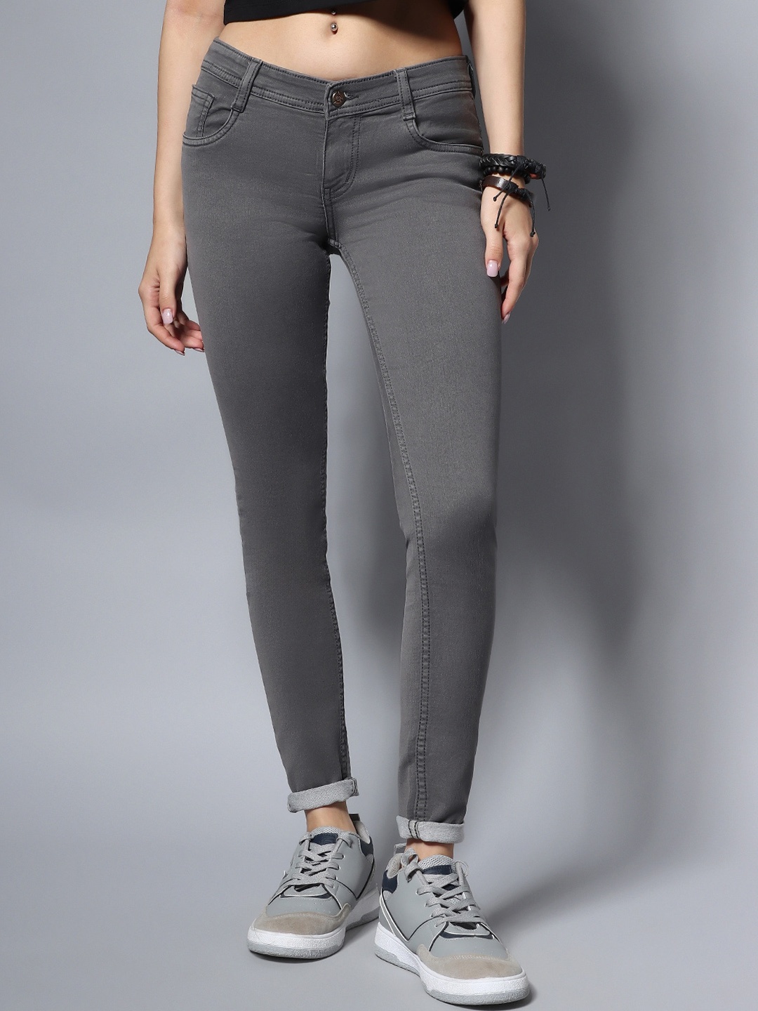 

High Star Women Slim Fit High-Rise Clean Look Stretchable Jeans, Grey