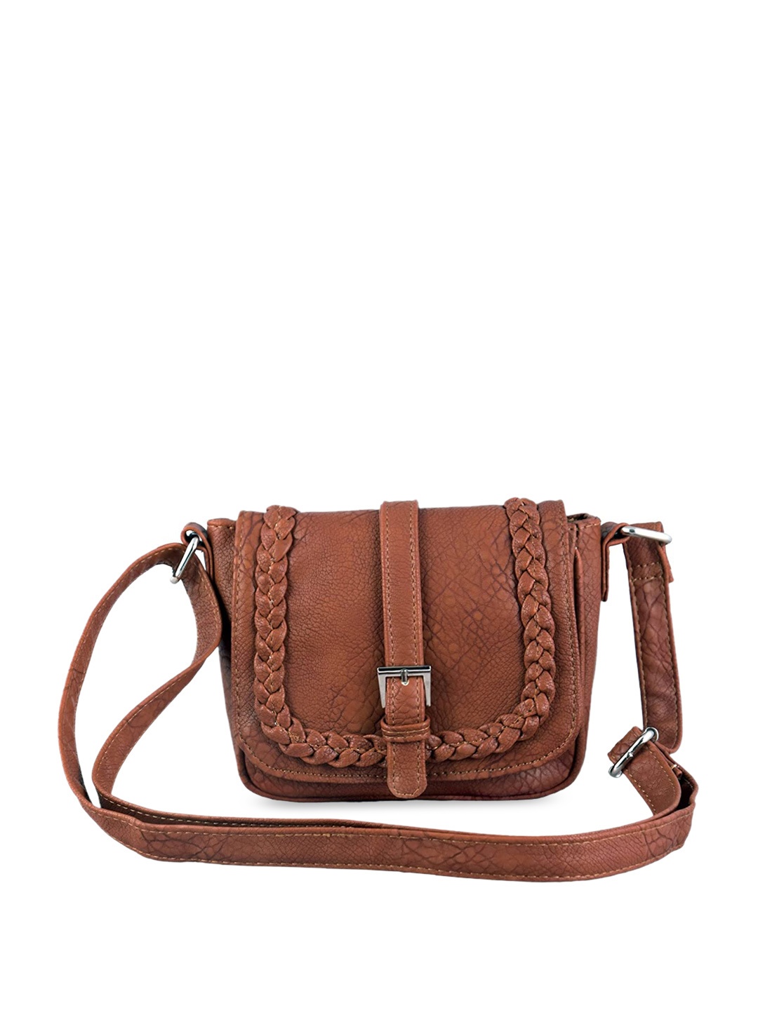 

Mast & Harbour Rust-Coloured Textured Structured Sling Bag