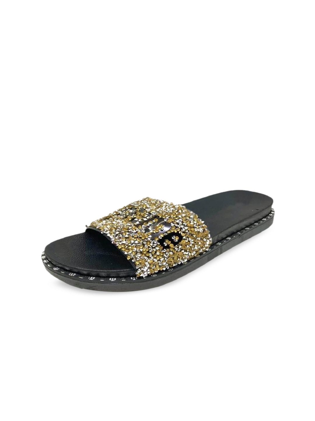 

Glitzy Galz Embellished Open Toe Flats, Black