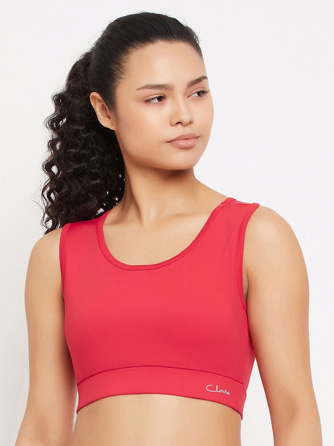 

Clovia Red Full Coverage Moisture-Wicking 4-Way Stretch Removable Padding Workout Bra