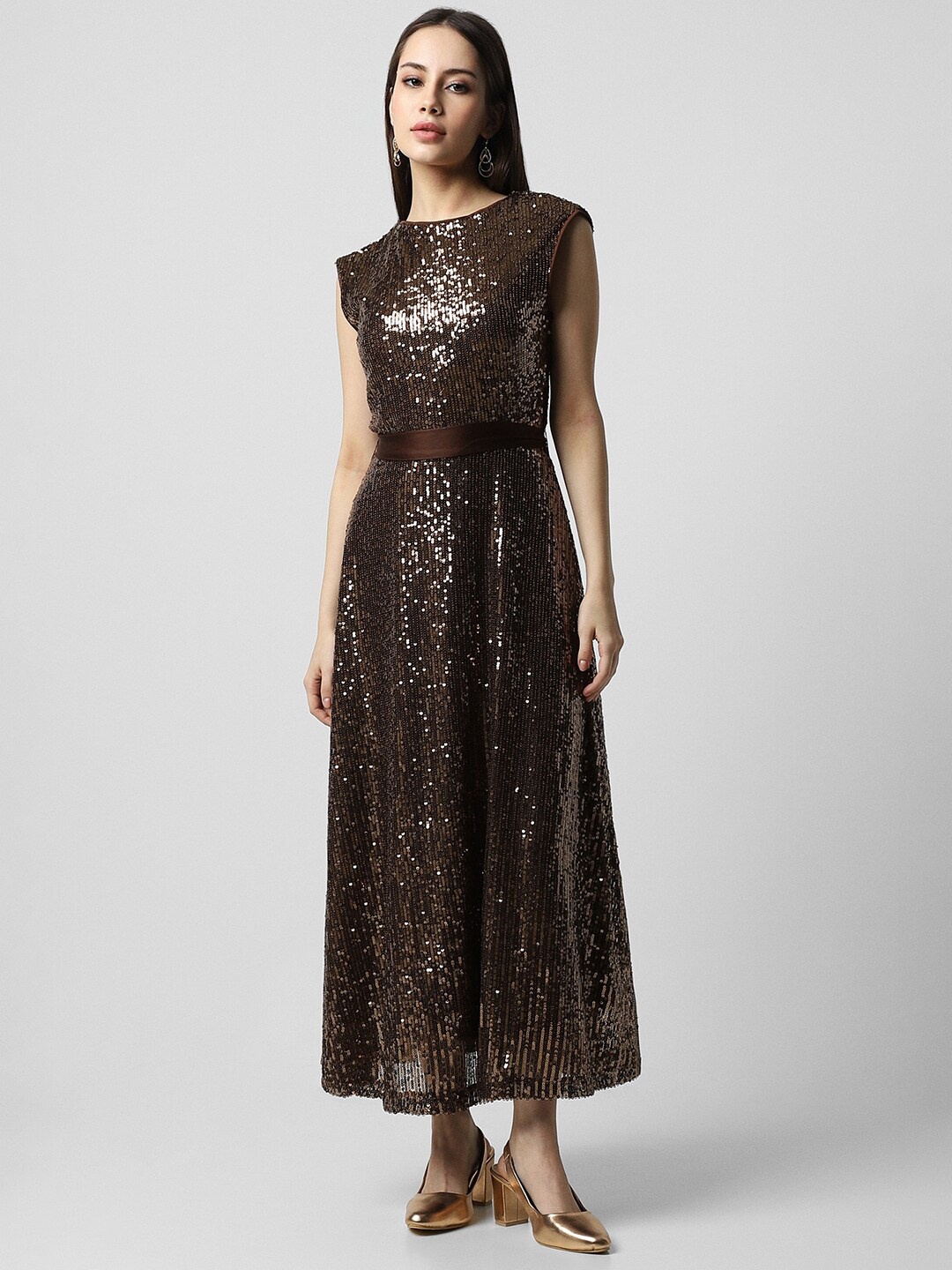 

Van Heusen Woman Embellished Sequinned Maxi Dress, Brown