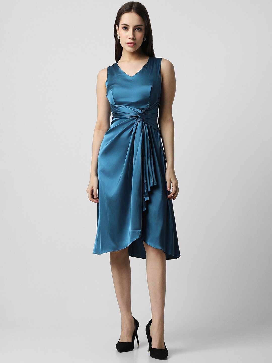 

Van Heusen Woman V-Neck Asymmetric A-Line Dress, Blue