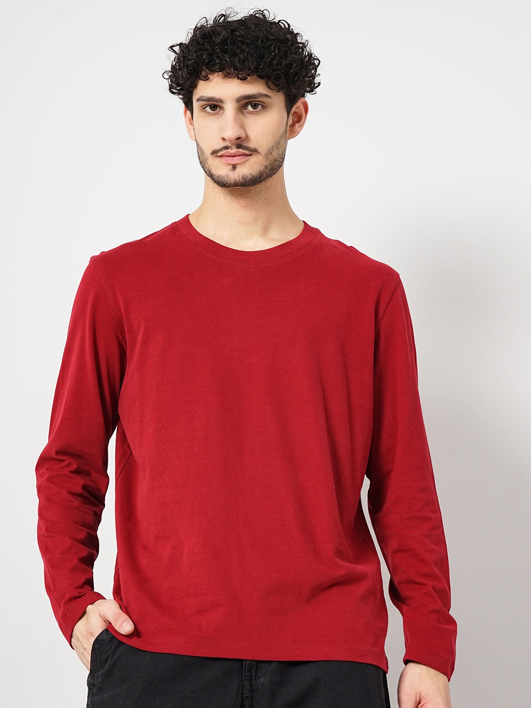 

Celio Round Neck Long Sleeves Cotton T-shirt, Maroon