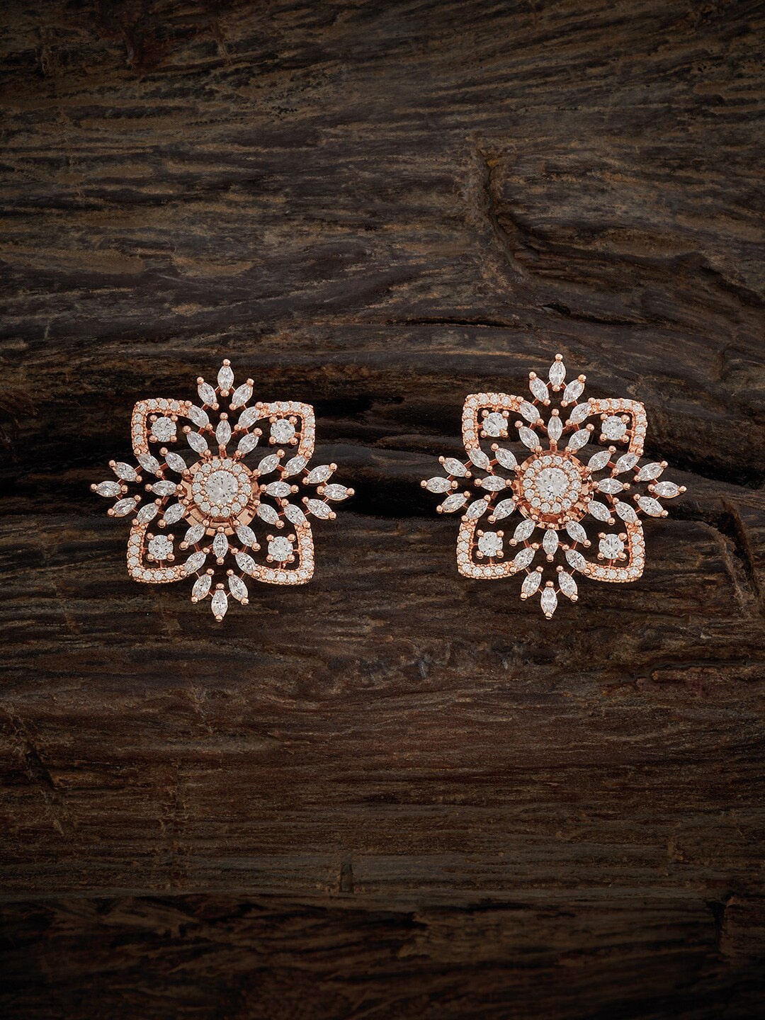 

Kushal's Fashion Jewellery Rose Gold-Plated Cubic Zirconia Stud Earrings, White