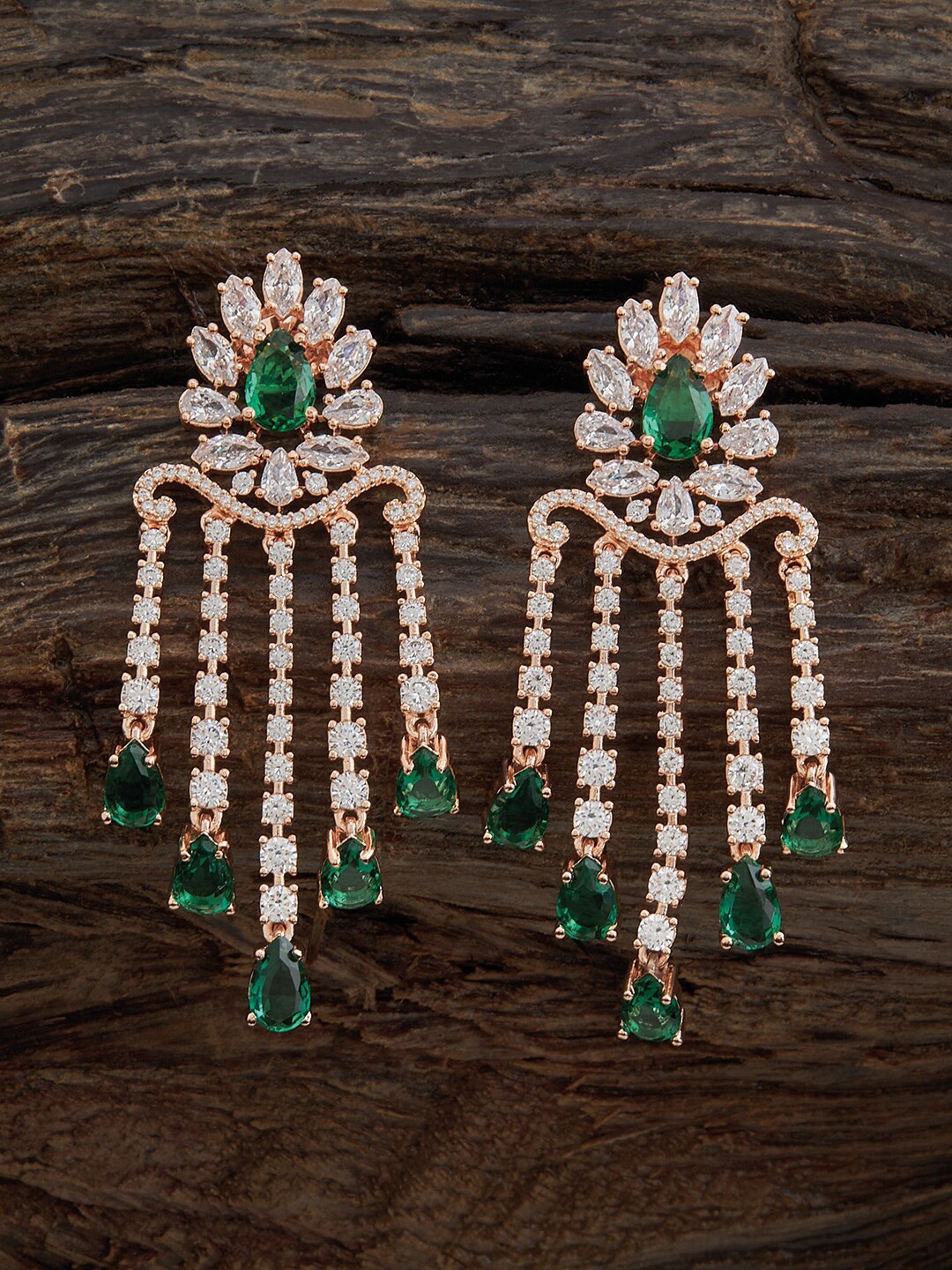 

Kushal's Fashion Jewellery Rose Gold-Plated Cubic Zirconia Classic Drop Earrings