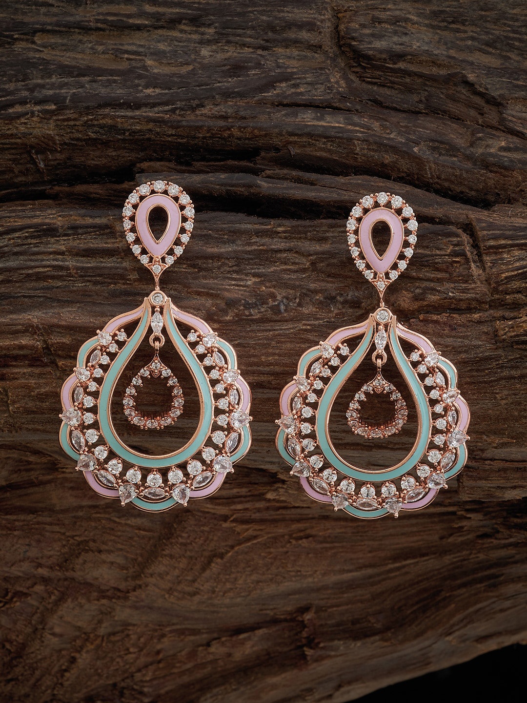 

Kushal's Fashion Jewellery Rose Gold-Plated Cubic Zirconia Classic Drop Earrings