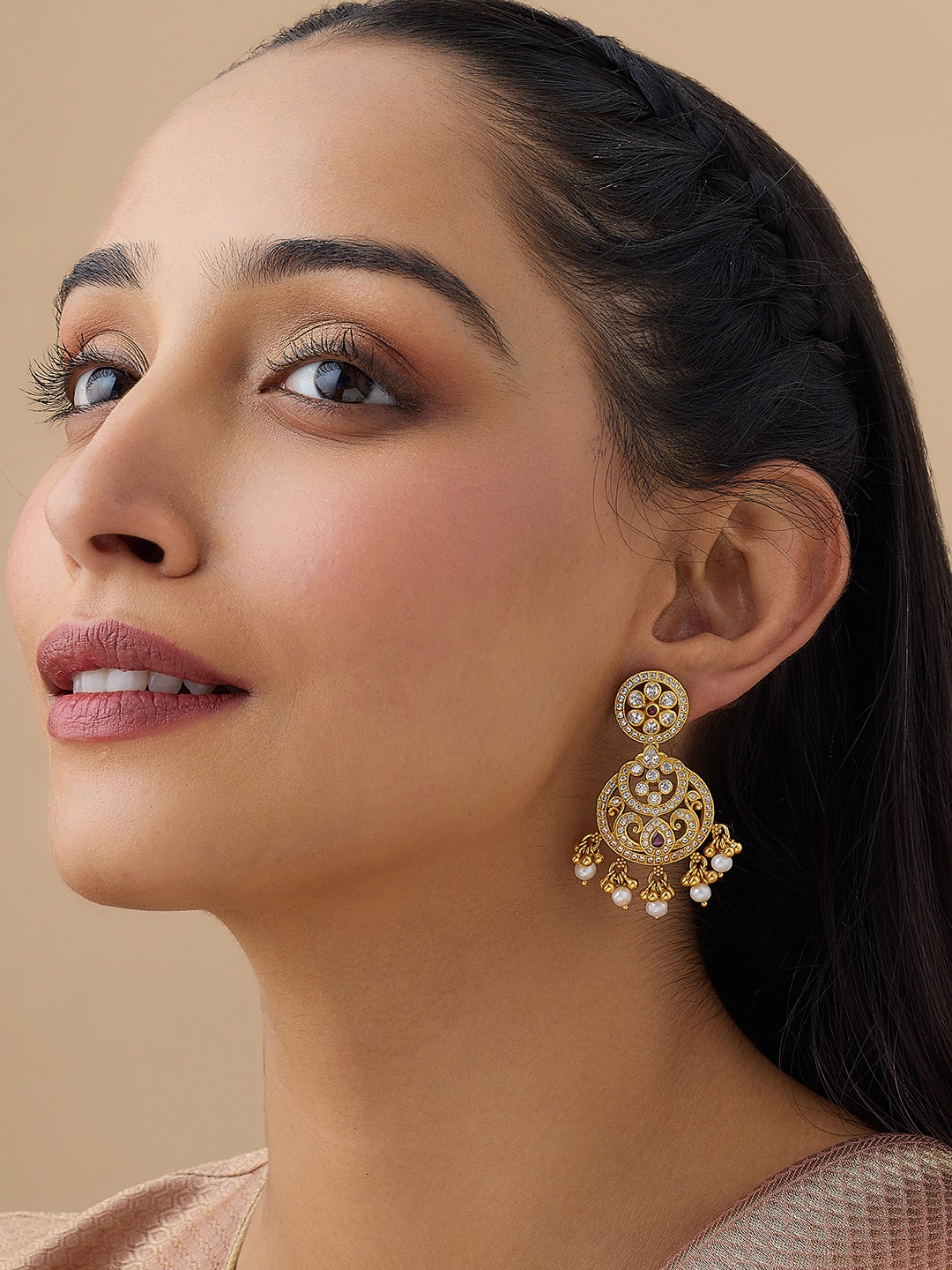 

Kushal's Fashion Jewellery Gold-Plated 92.5 Pure Silver Classic Drop Earrings