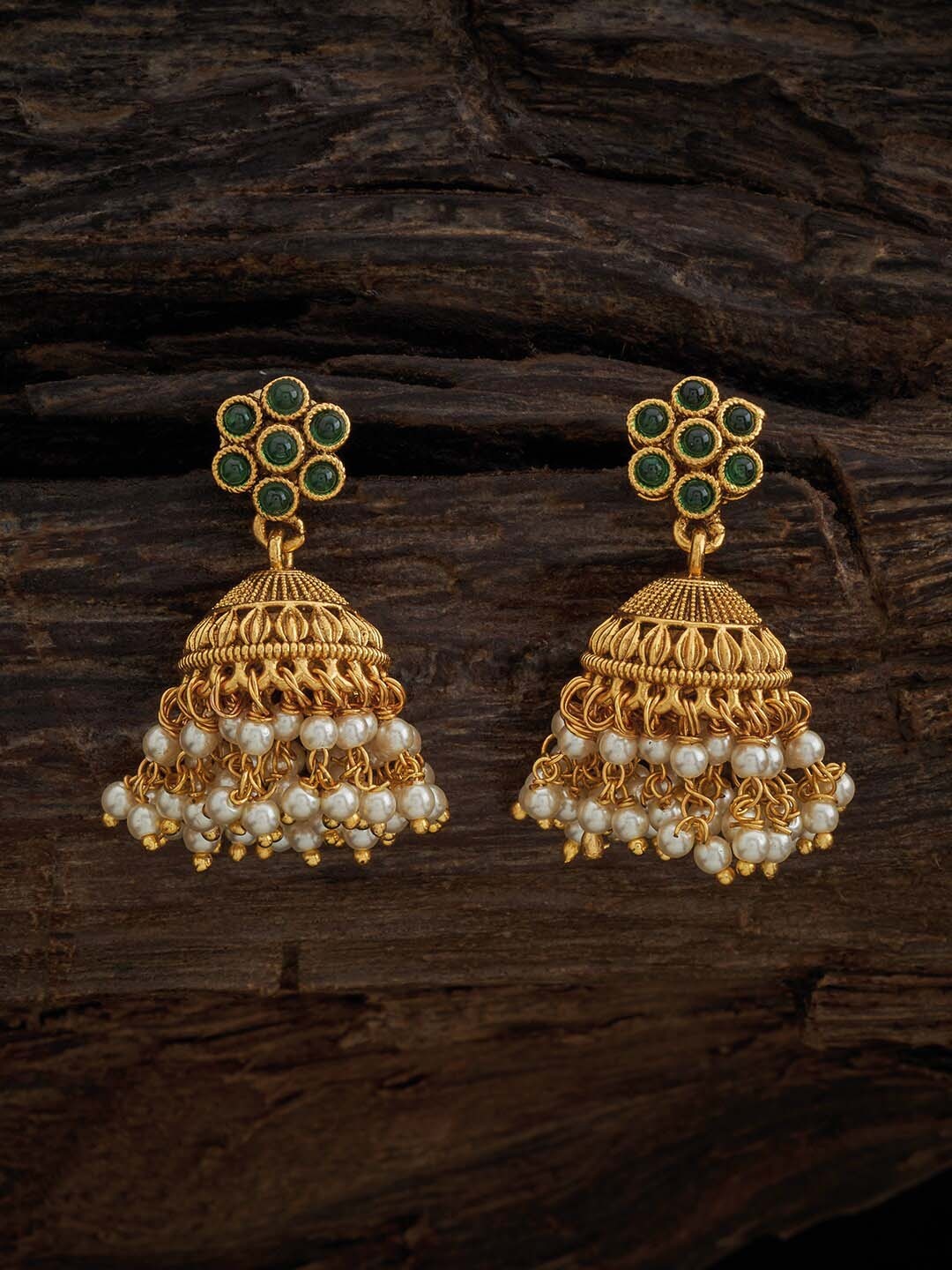 

Kushal's Fashion Jewellery Gold-Plated Classic Antique Jhumkas