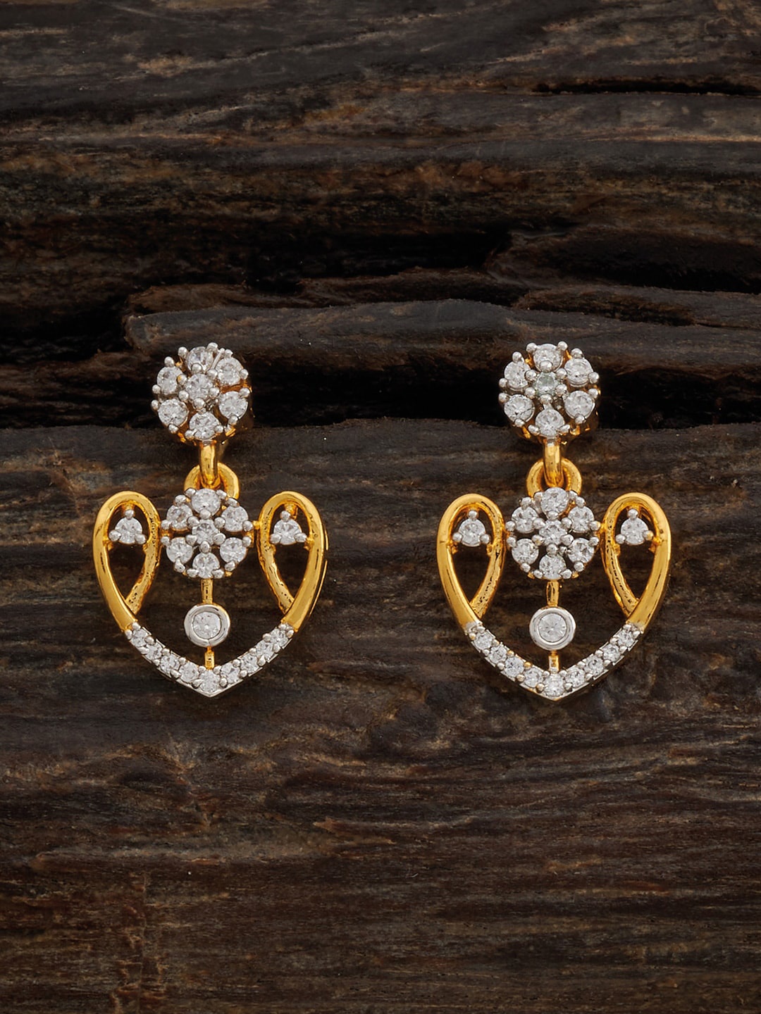 

Kushal's Fashion Jewellery Rhodium-Plated 92.5 Pure Silver Zircon Classic Drop Earrings, Gold