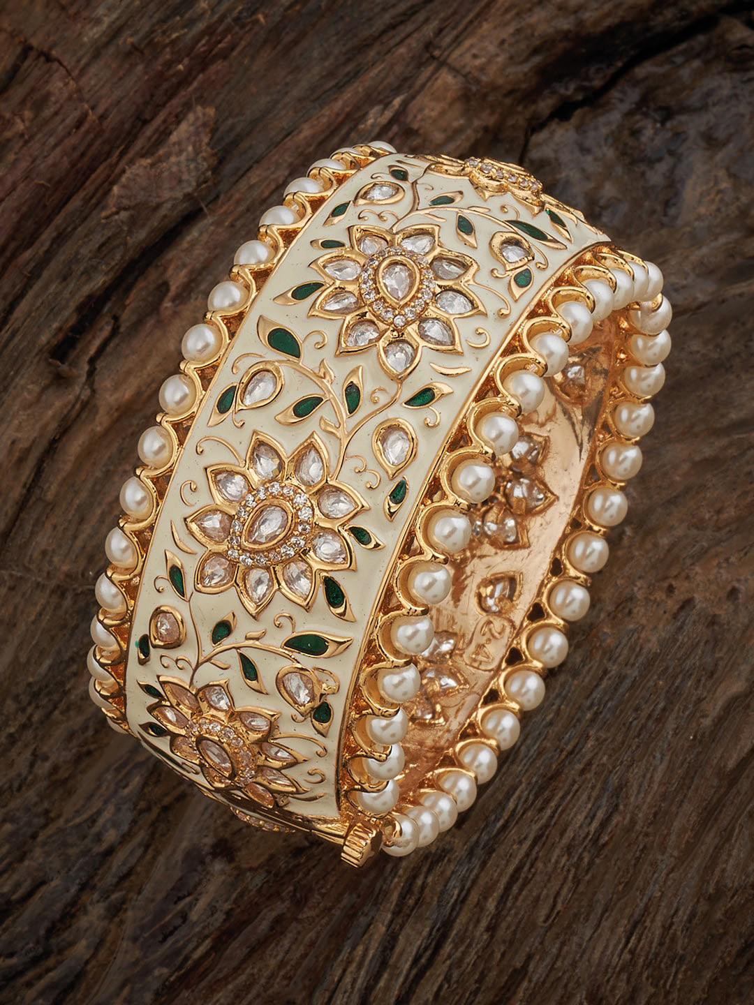 

Kushal's Fashion Jewellery Kundan Studded Ethnic Bangle, White