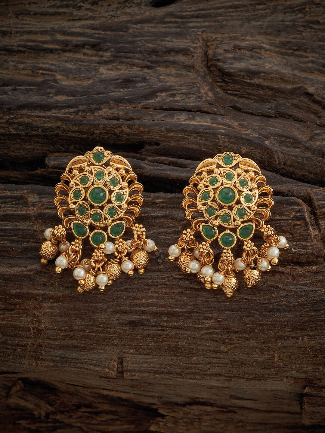 

Kushal's Fashion Jewellery Gold-Plated Artificial Beads Studded Classic Studs Earrings