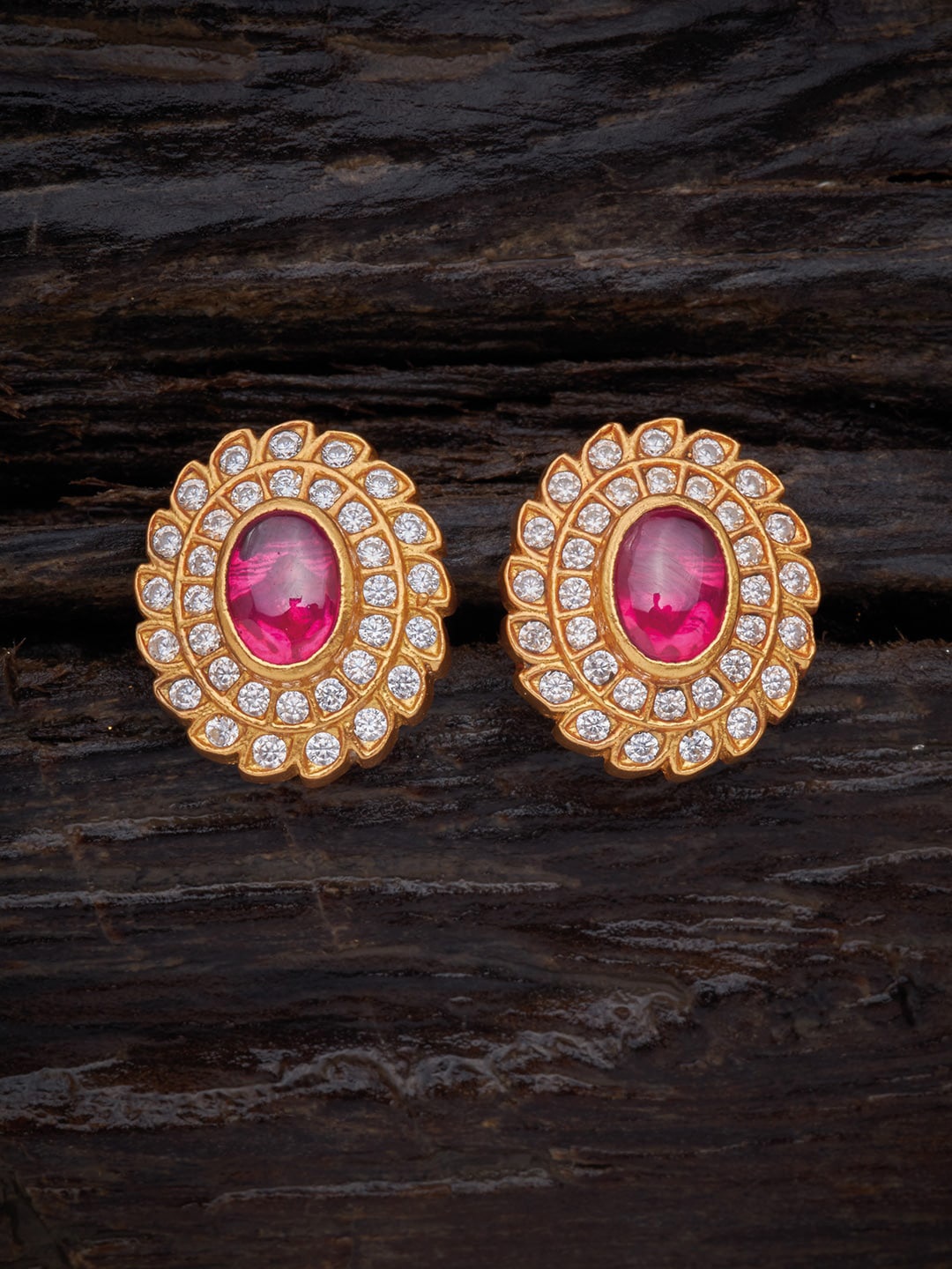 

Kushal's Fashion Jewellery 92.5 Pure Silver Gold-Plated Circular Studs Earrings