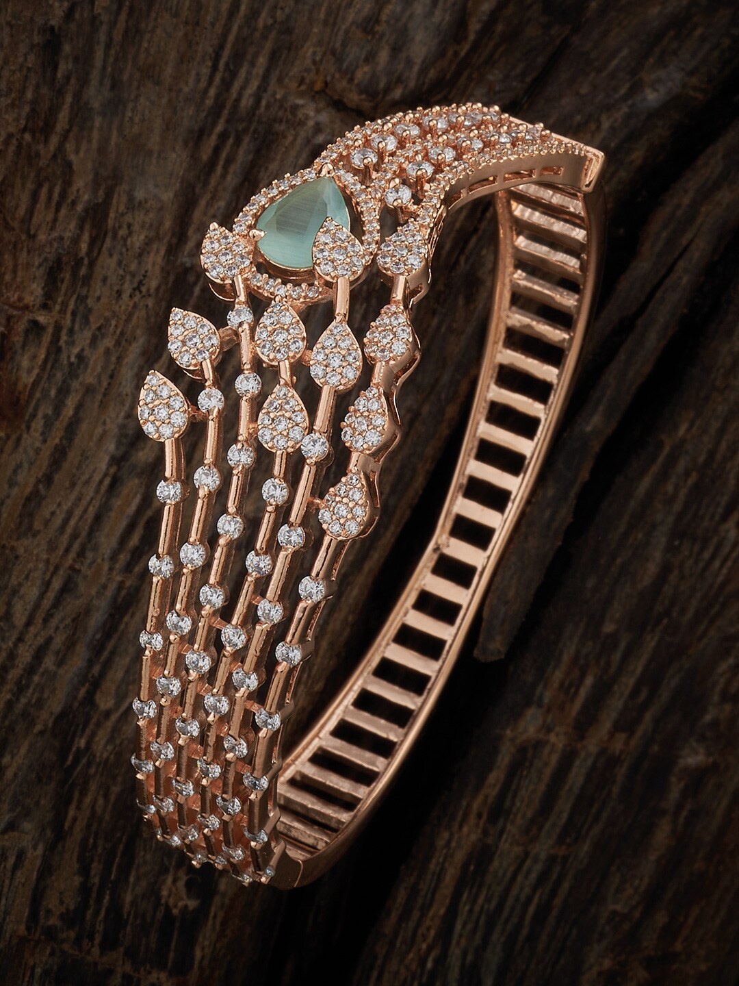 

Kushal's Fashion Jewellery Rose Gold-Plated Cubic Zirconia Bangle-Style Bracelet