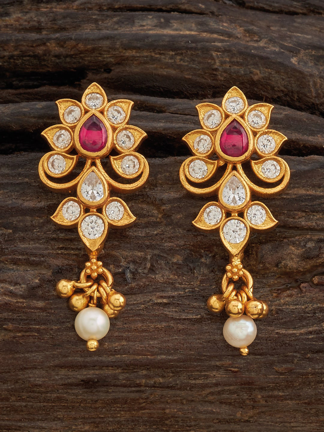 

Kushal's Fashion Jewellery 92.5 Pure Silver Gold-Plated Classic Drop Earrings