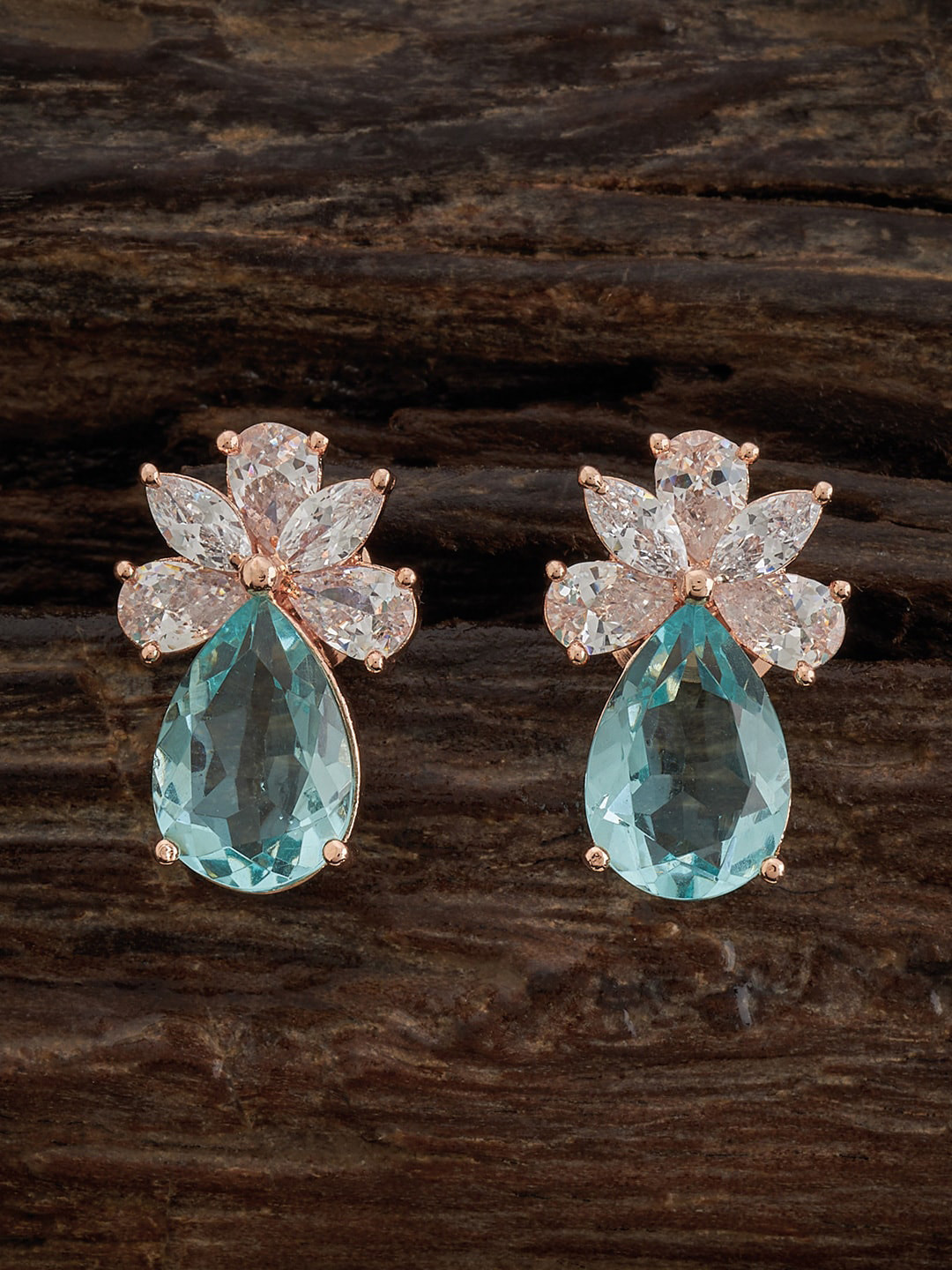 

Kushal's Fashion Jewellery Rose Gold-Plated Classic Studs Earrings, Sea green