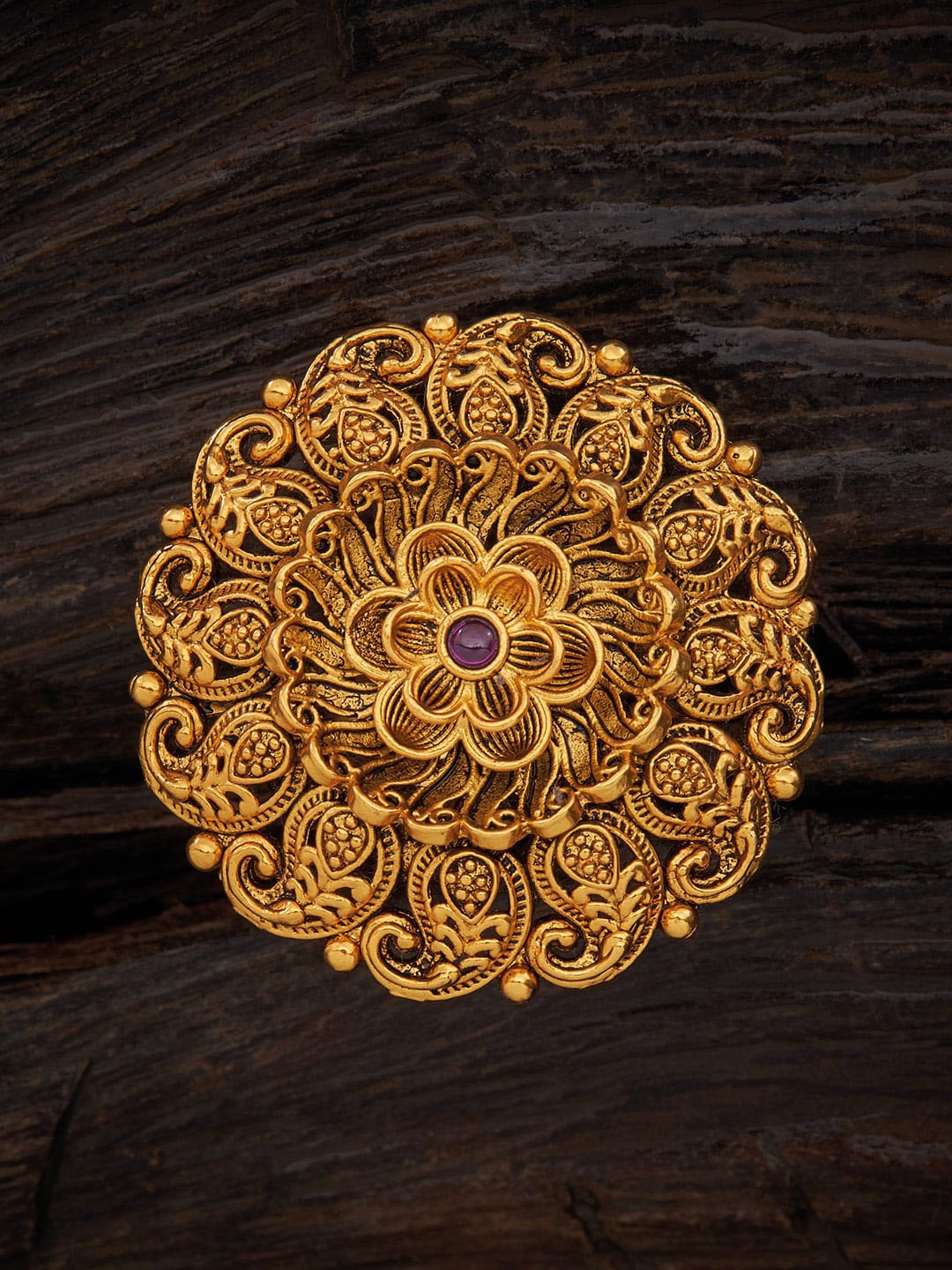 

Kushal's Fashion Jewellery Gold Plated Antique Finger Ring