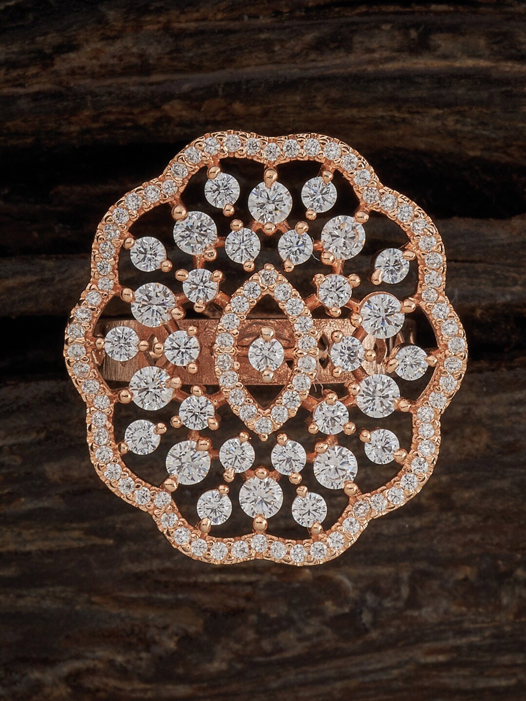 

Kushal's Fashion Jewellery Rose Gold-Plated CZ Studded Finger Ring