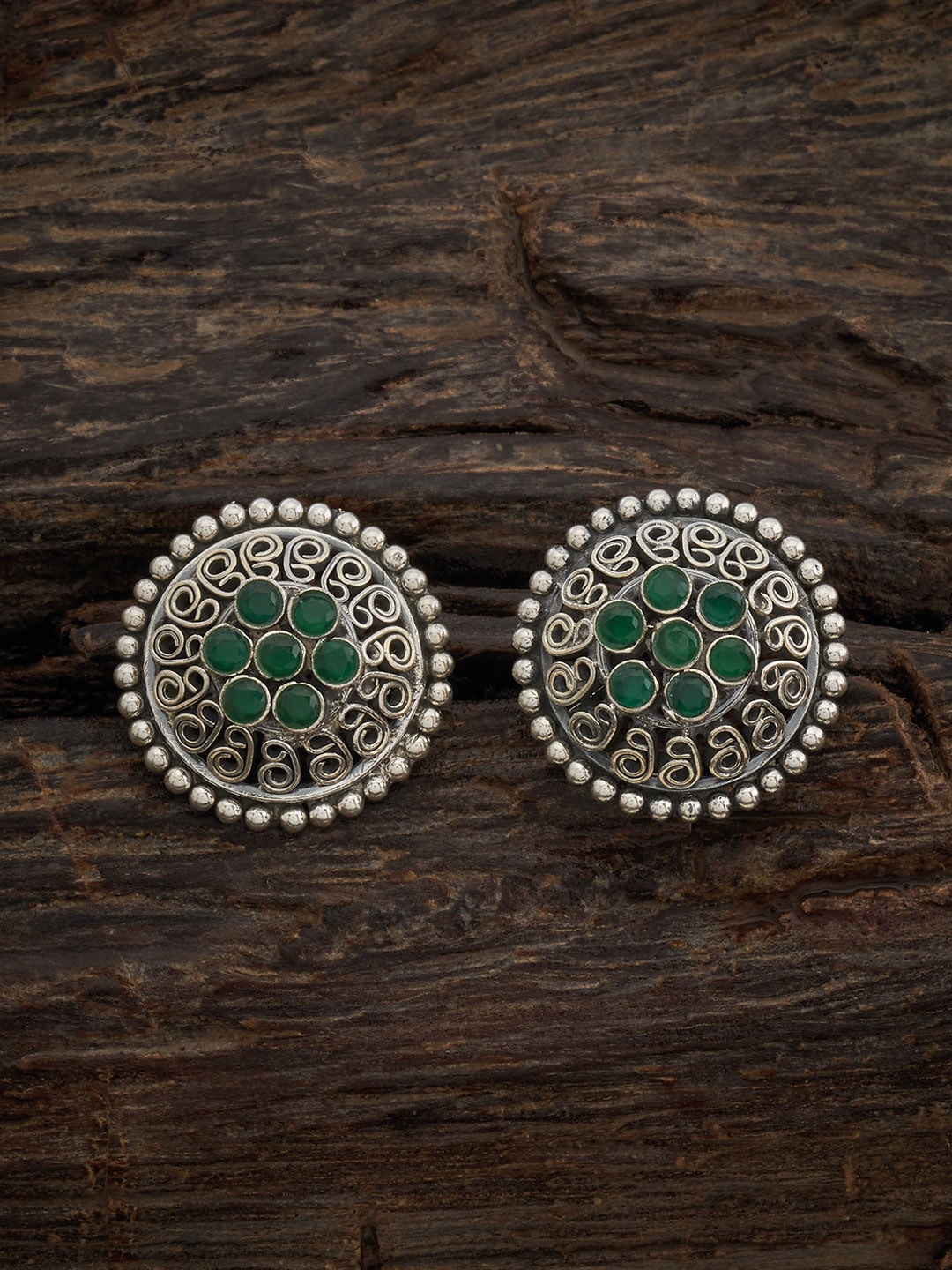 

Kushal's Fashion Jewellery Silver Rhodium Plated Stone Studded Classic Studs