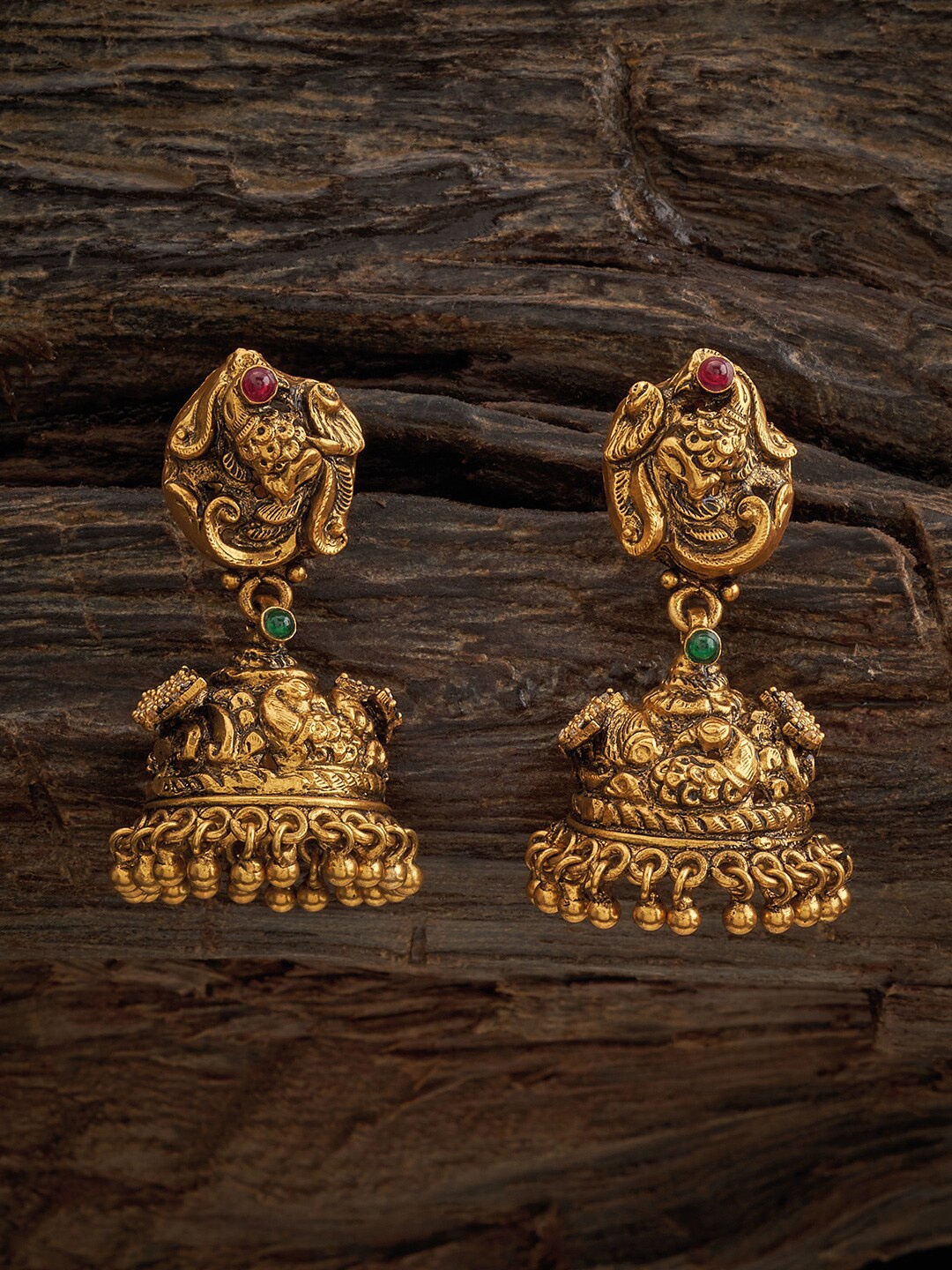 

Kushal's Fashion Jewellery 92.5 Sterling Silver Gold-Plated Jhumkas Earrings