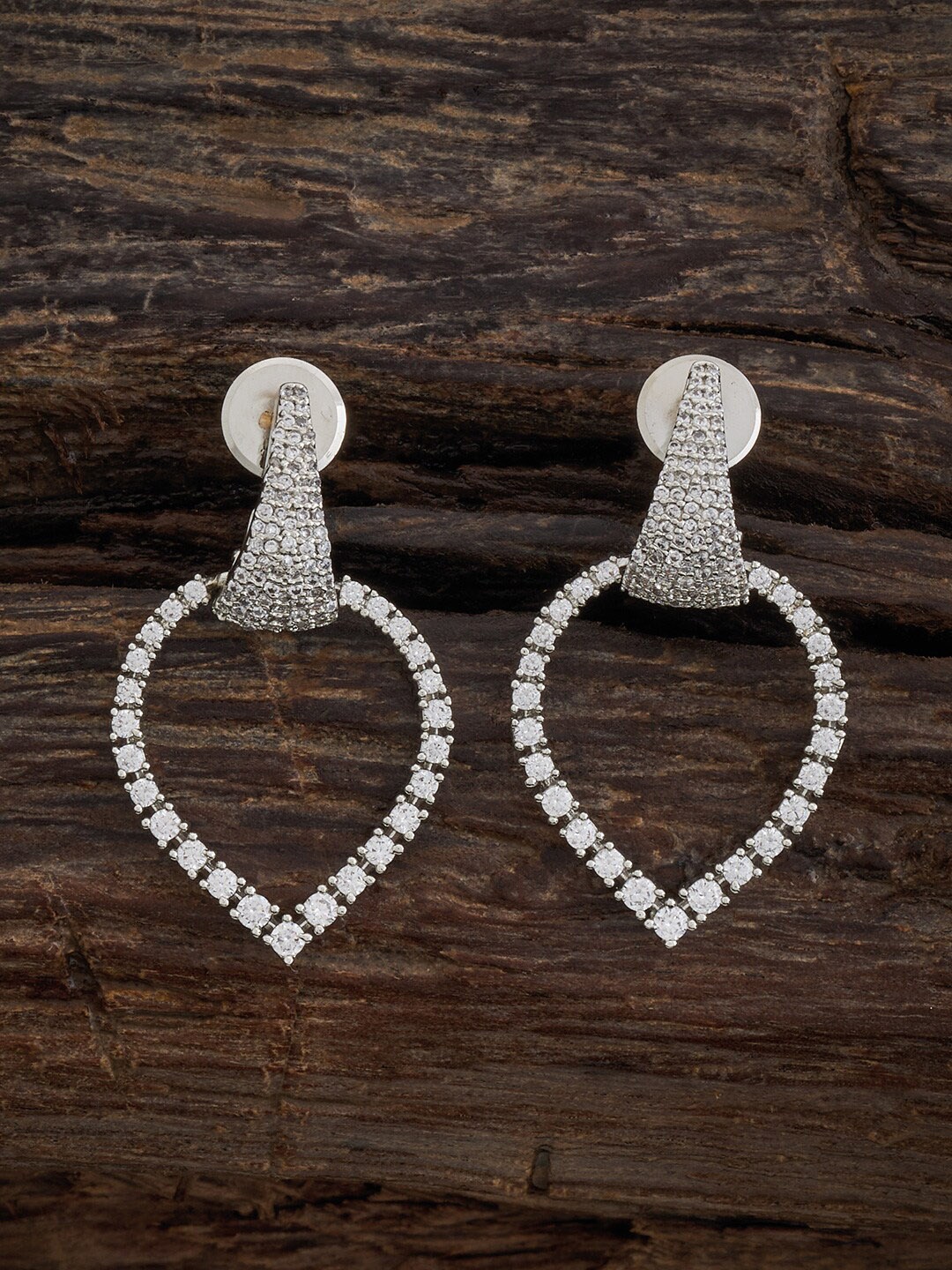 

Kushal's Fashion Jewellery Rhodium-Plated Cubic Zirconia Studded Classic Drop Earrings, White