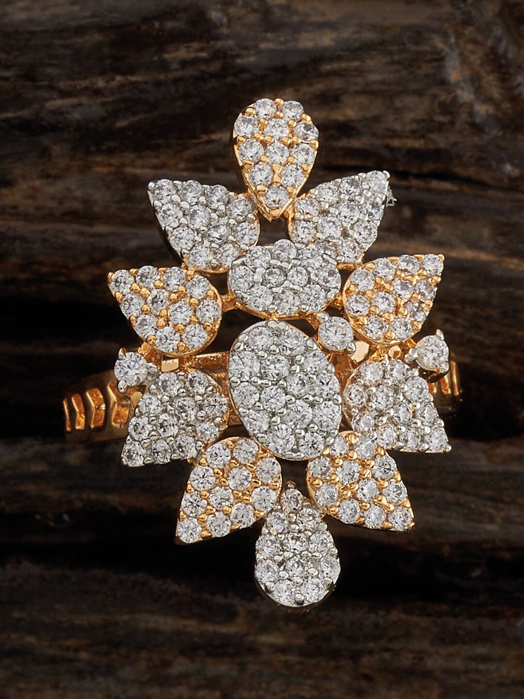 

Kushal's Fashion Jewellery Rhodium-Plated CZ-Studded Finger Ring, Silver