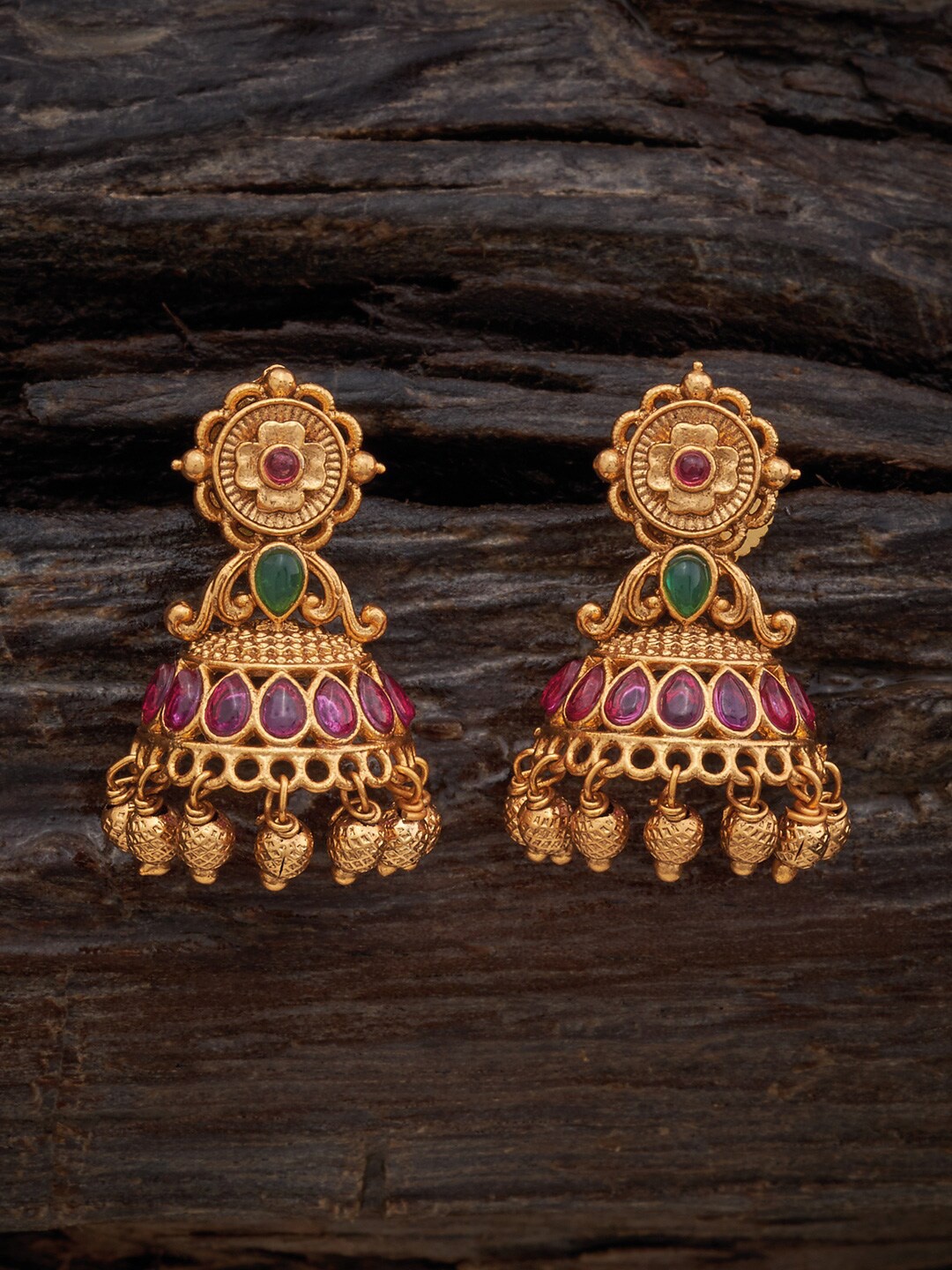 

Kushal's Fashion Jewellery Gold Plated Classic Drop Earrings, Red