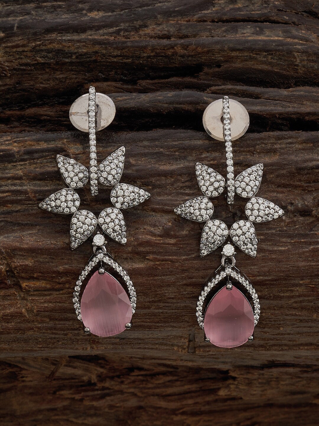 

Kushal's Fashion Jewellery Rhodium-Plated Zircon Classic Drop Earrings, Silver