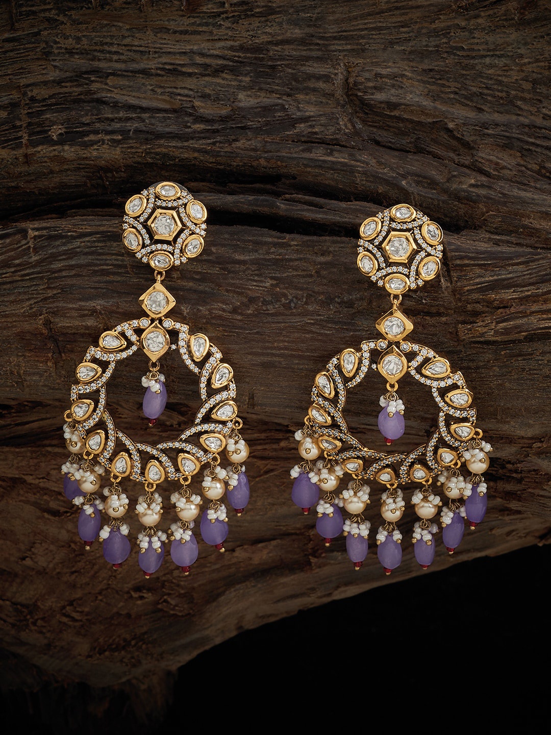 

Kushal's Fashion Jewellery Kundan Classic Drop Earrings, Gold