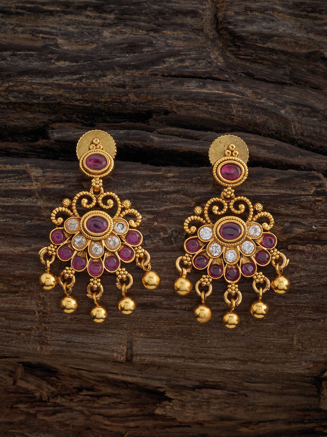 

Kushal's Fashion Jewellery Gold-Plated Stones Studded Classic Drop Earrings