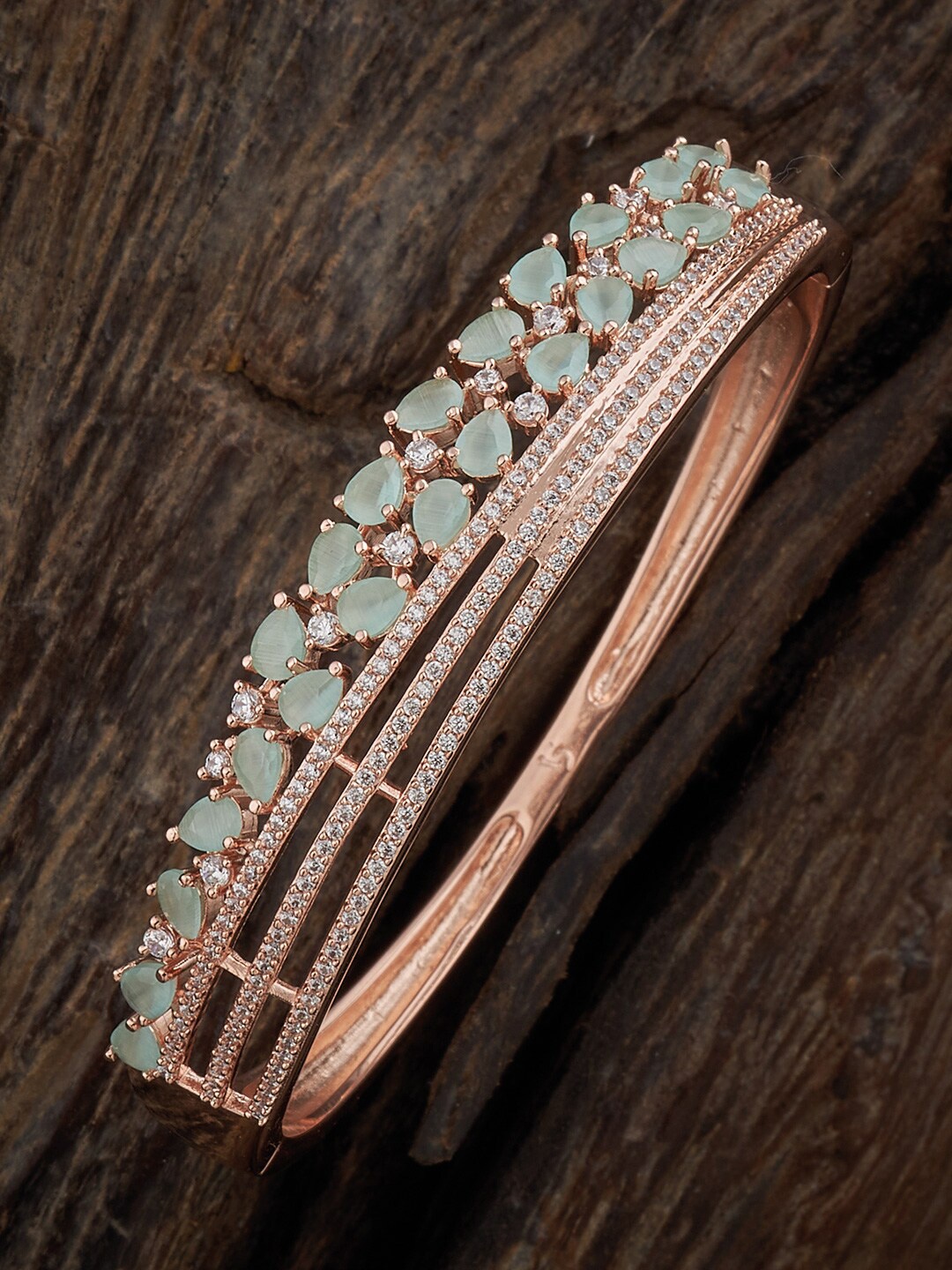 

Kushal's Fashion Jewellery Rose Gold-Plated Cubic Zirconia Kada Bracelet