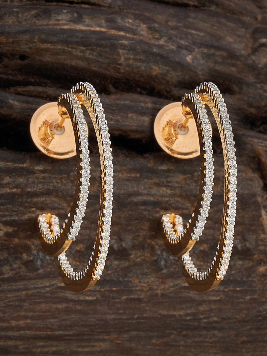 

Kushal's Fashion Jewellery Rhodium-Plated Classic Half Hoop Earrings, Gold
