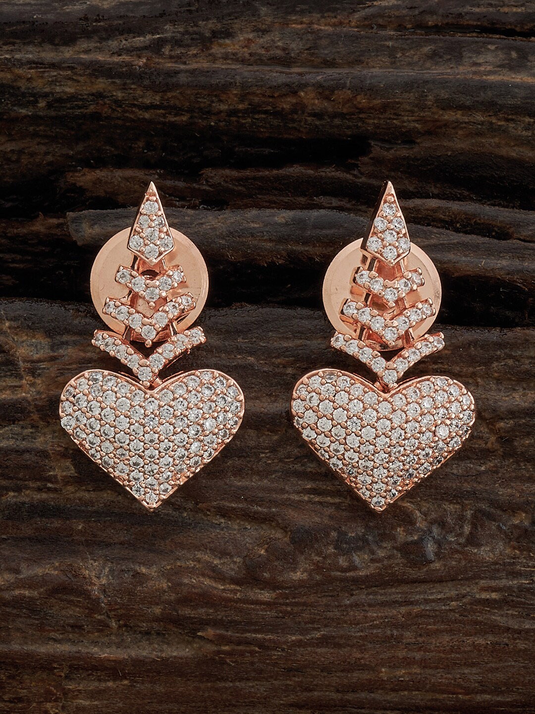 

Kushal's Fashion Jewellery Rose Gold-Plated Zircon-Studded Classic Drop Earrings