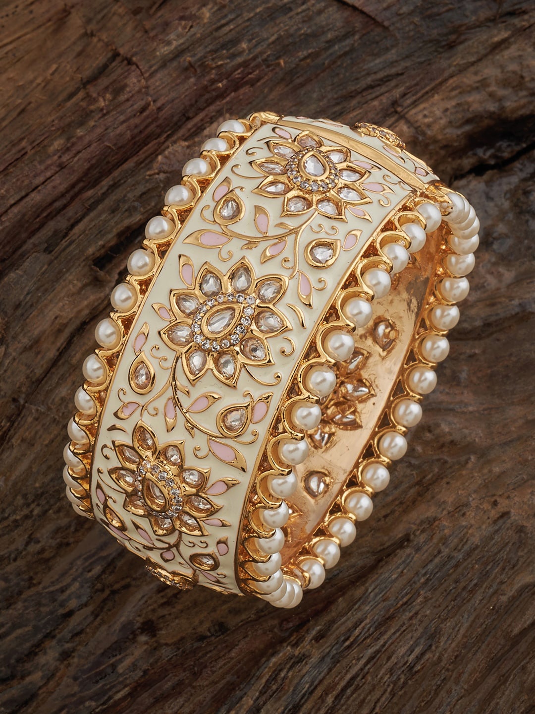 

Kushal's Fashion Jewellery Kundan Studded Bangle, Gold