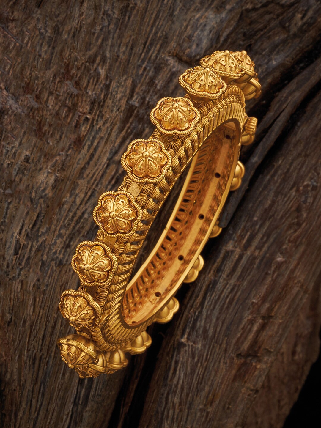 

Kushal's Fashion Jewellery Gold-Plated Ethnic Antique Bangle