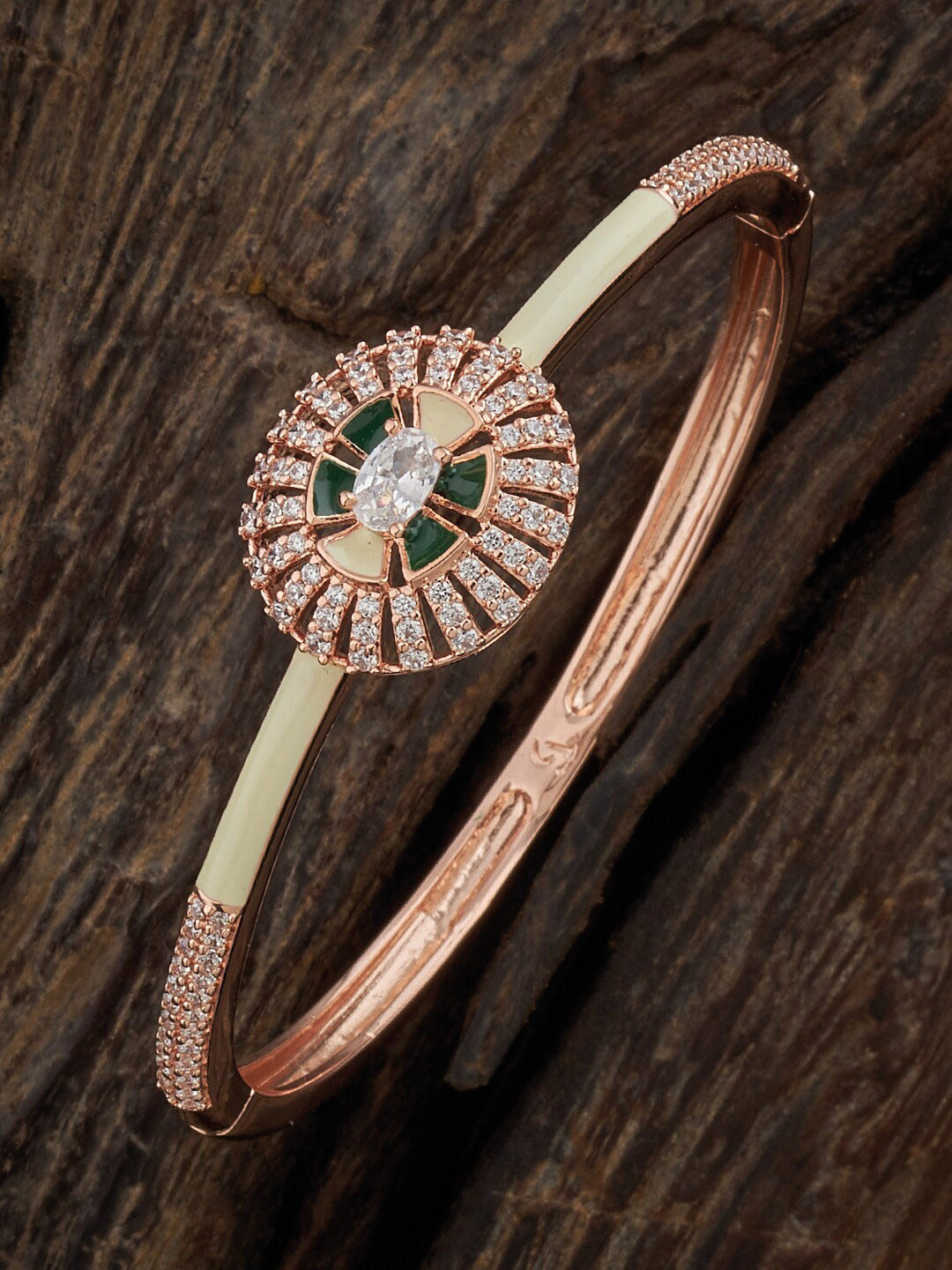 

Kushal's Fashion Jewellery Rose Gold-Plated Kundan Kada Bracelet