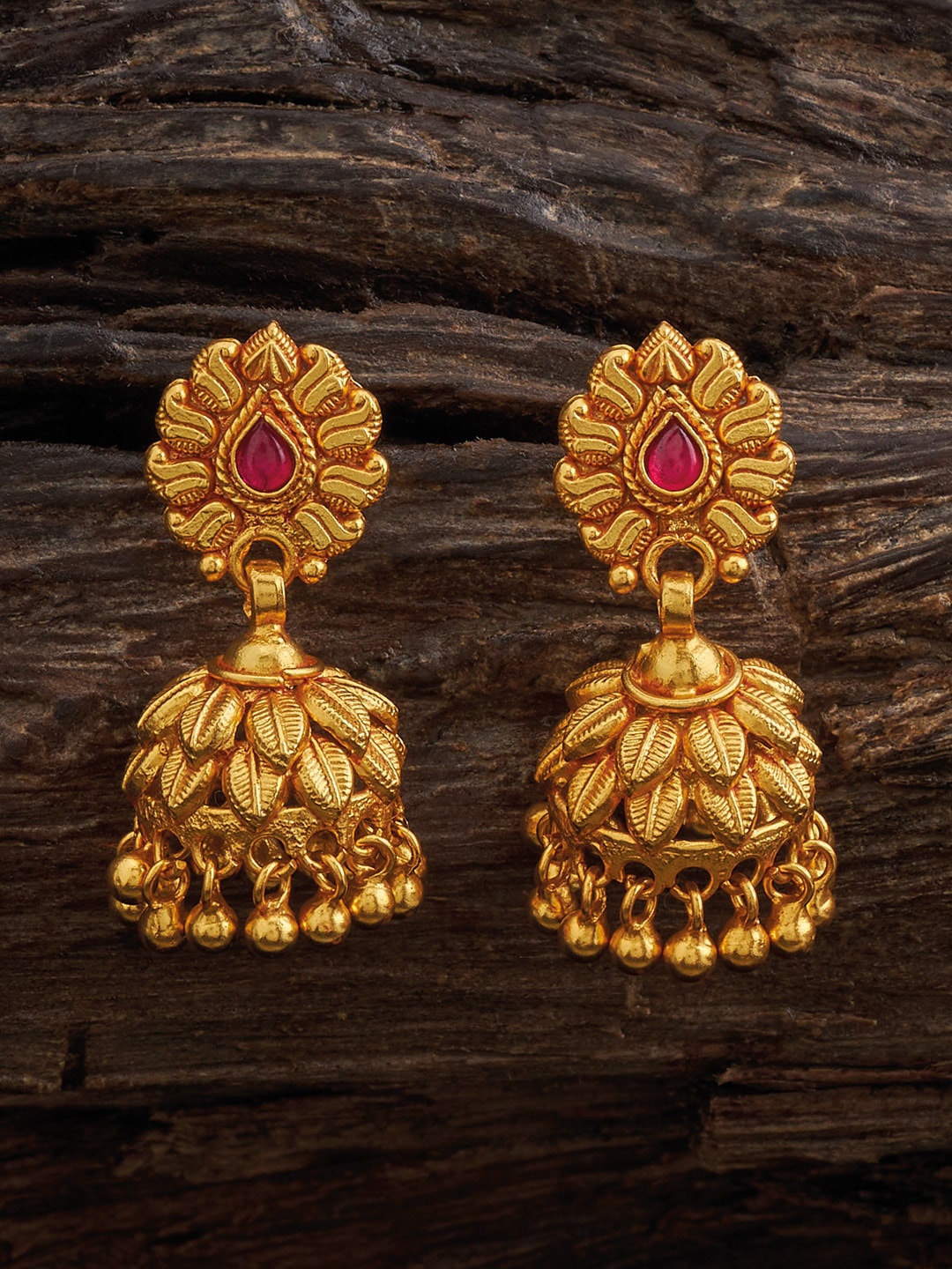 

Kushal's Fashion Jewellery 92.5 Pure Silver Gold-Plated Classic Jhumkas