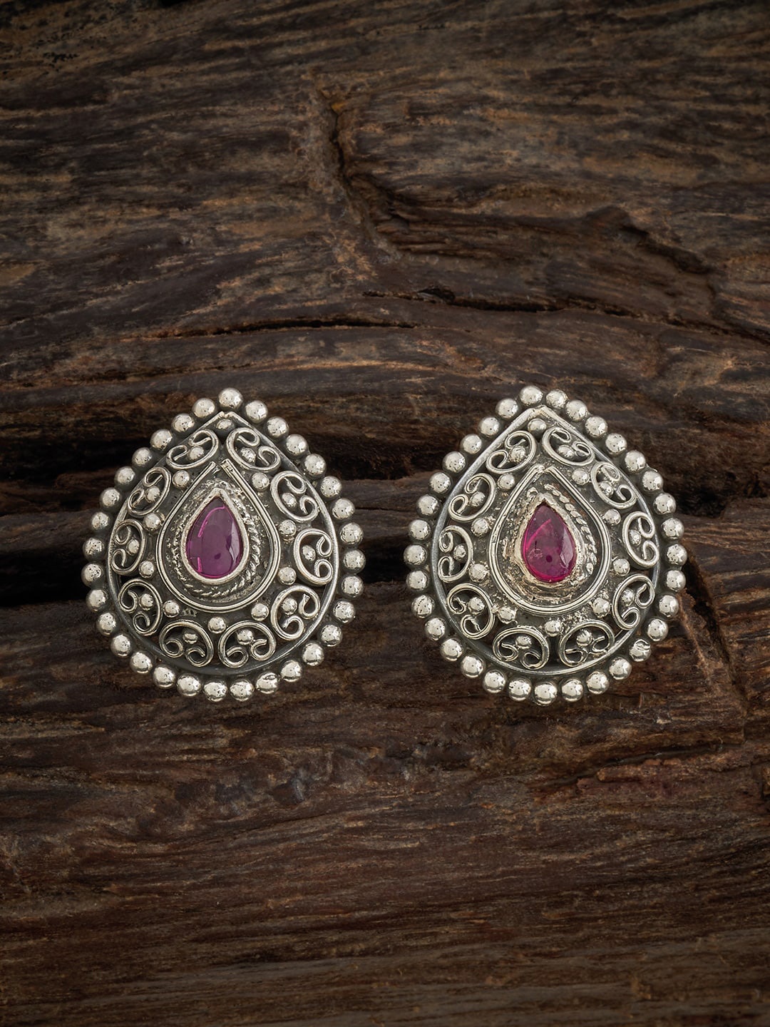

Kushal's Fashion Jewellery Rhodium-Plated Studded Classic Silver Studs
