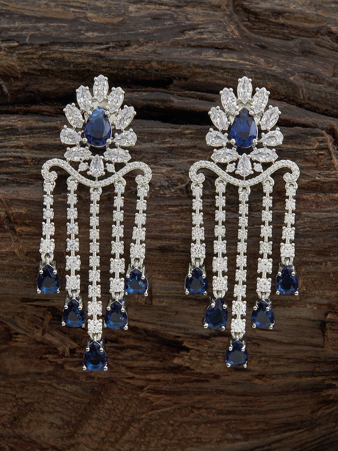 

Kushal's Fashion Jewellery Rhodium-Plated Classic Drop Earrings, Blue