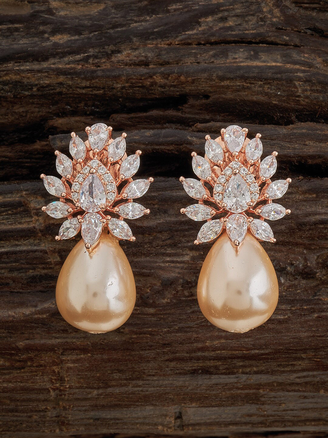 

Kushal's Fashion Jewellery Rose Gold-Plated Classic Drop Earrings, White