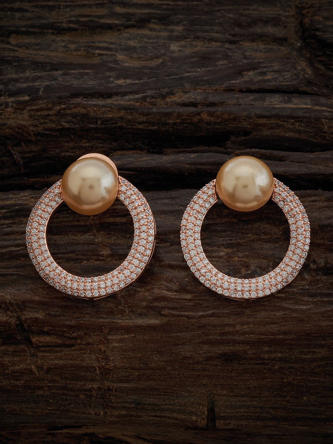 

Kushal's Fashion Jewellery Rose Gold-Plated Classic Zircon-Studded Studs Earrings