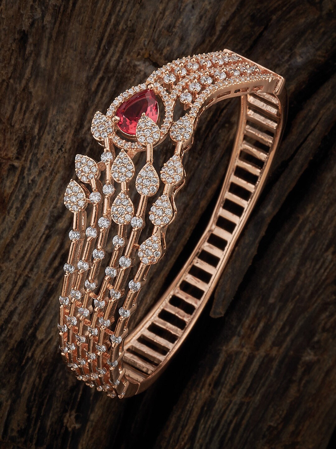 

Kushal's Fashion Jewellery Rose Gold-Plated Cubic Zirconia Bangle-Style Bracelet