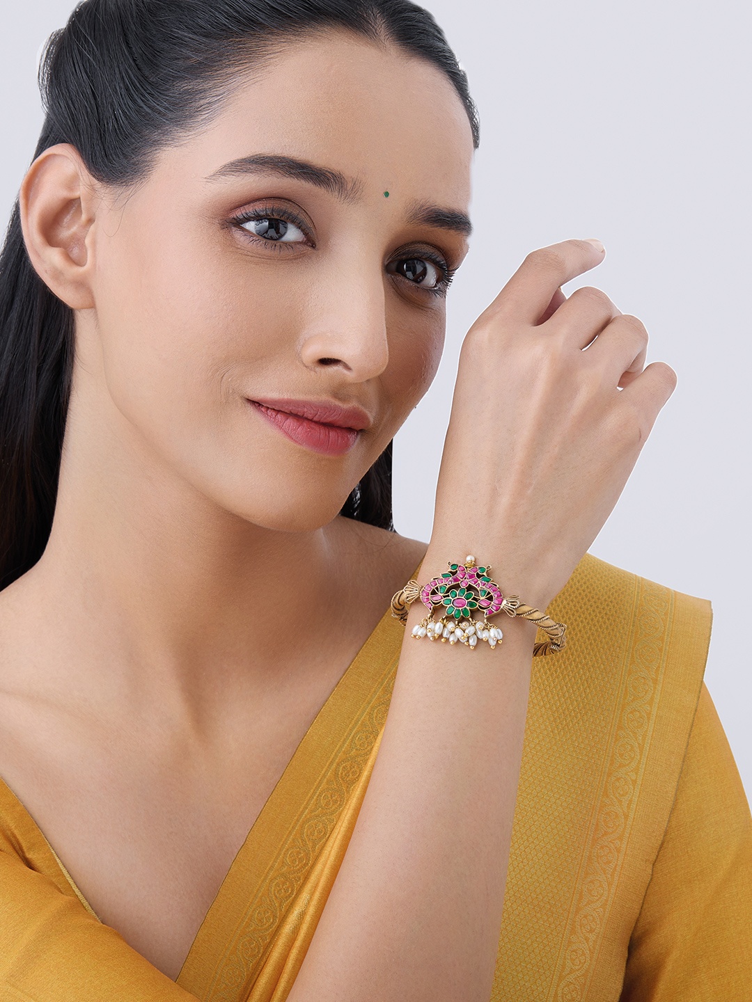 

Kushal's Fashion Jewellery Gold-Plated Antique Kada Bracelet